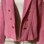 Nanette Lepore NANETTE Tweed Open Front Blazer In ROSE TROPICA / WHITE Photo 5