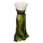 Vintage Coty Collection Green 100% Silk Strapless Animal Print Gown Dress XS Photo 1