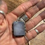 sterling silver pendant with a rectangular moonstone ornate bezel setting. Photo 5