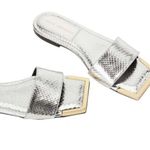Good American Standout Slide Sandals in Silver Snake Women’s Size 8.5 Photo 2