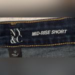 New York & Co. Women’s NY & Co mid rise denim jean shorts - dark blue wash - size 12 - stretchy Photo 2