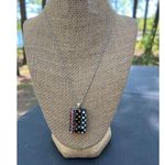 None Dichoric Glass Pendant Necklace Geometric Design Rectangle Adjustable 18" - 20" Photo 0