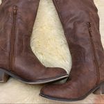 Knee high vegan leather distressed look boots Brown Size 6 Photo 2