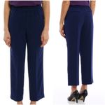 Tory Burch Addison Crepe Pull On Stretch Waist Cropped Pants Navy Sea- Size 4 Photo 1