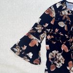 Dress Barn | Black Floral Peasant Top | Large Photo 3