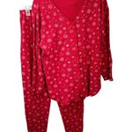 Victoria's Secret  Red Thermal Waffle Knit Snowflake Pajama Set Size M Photo 0