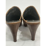 Nine West Womans 7.5 M Brown Leather Slip On Heel Mules Photo 4