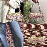 RARE Vintage Y2K Pink gold Guess mini shoulder hand bag purse baguette studded grommets zipper fringe tassels fairycore subversive streetwear goth grunge Photo 0