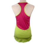 Athleta  Racerback Workout Tank Top S Neon Yellow Pink Sleeveless Athletic Gym Photo 3