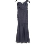 Amsale Gray Women's Gray Tulle One Shoulder Formal Gown Wedding Dress Size 6 Photo 1
