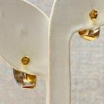 14K Two Tone Gold Hoop Earrings Clip On Shiny Polished Modern X Shape Photo 3
