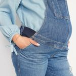 Old Navy Maternity Side-Panel OG Short Straight Leg Distressed Jean Overalls Photo 1
