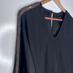 Karina Grimaldi 100% Silk Black Sequin/Beaded Sleeve Blouse Size XS Photo 3