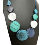 NWOT Chunky Adjustable Length Statement Necklace with Blue Green White Circles Photo 1