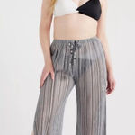 Time and Tru crochet Striped Black, grey and White cover up Pants Sz 1X Black Photo 0