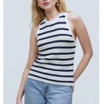 Madewell crochet-knit crewneck sweater tank bright ivory stripe no991 xsmall Photo 0