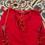 Edikted  Engine Lace Up Cutout Flared Jeans Cherry Red Western Small Photo 11