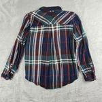Lucky Brand  Button Up Long Sleeve Shirt Epaulettes Blue Red Womens Size Medium Photo 11