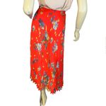 Vince Camuto RED & BLUE FLORAL PRINT ACCORDION PLEAT MIDI SKIRT (L) Photo 3