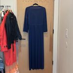 Vtg Vanity Fair Dressing Gown Blue Full Length Robe Cream Lace Trim Size Small Photo 4