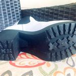 Krush  White Leather Moto Boots with Chunky Black Heel Photo 5