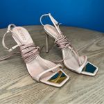 Schutz  Vikki Ankle Wrap T Strap Stiletto Heels Sandals Nude Women’s Size 7 Photo 0