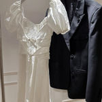 ZARA White Lace Puff Sleeve Mini Dress Photo 1