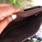 Chocolate brown vegan leather wristlet wallet purse zippered organizer. Photo 2