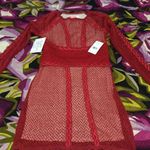 Free People  Mixed Mesh Bodycon in Red Photo 3