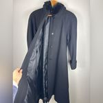 Vintage Donnybrook 100% Wool Women's 4 Black Trench Coat Genuine Rabbit Fur Hood Photo 9