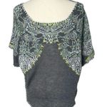 Free People embroidered knit gray top sweater cape boho printed fall casual moth Photo 1