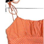 ZARA Gingham Ruched Smocked Back Crop Top Tie Straps XS Orange White #2975 Photo 10