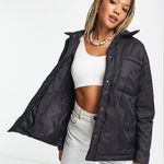 Pull&Bear Oversized Lightly Padded Nylon Jacket Womens Size Medium Black Puffer Photo 0