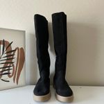 Free People Boots Tall Slouch Suede Pheonix Black Pull On Boots Size 38.5 Photo 1
