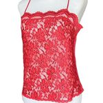 Vintage 80s 90s Lingerie Red Cami Sheer Going Out Top. S/M. Satin Lace Coquette Size M Photo 1