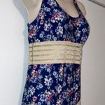 Nicole Miller Trim Torso One Piece Swimsuit Blue Floral Women’s Medium M Photo 4