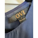OVI  Women’s Sleeveless Blouse Navy Blue Sheer Panels Asymmetrical Hem Size Small Photo 1