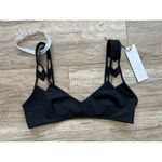 NEW NWT $120 Mira Zadeh Jamie Top Mesh Bolt Swimsuit Bikini Beach Surf Black M Size M Photo 2