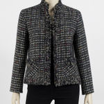 Chico's  Tweed Jacket Fringe Career Wear Business Casual Blazer‎ Vintage Medium Photo 0
