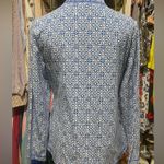 Talbots  Blue and White Full Zip Jacket with Geometric Print Photo 2