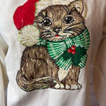 Hanes Ugly Christmas Sweater Medium Painted Cats Cat Lady Pullover Sweatshirt Vintage Photo 0