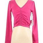 Jessica Simpson  Pink Cropped Athletic Long Sleeve Yoga Workout Top Size S NWT Photo 0