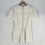 Alice + Olivia  Eyelet Lace Romper Wrap Puff Sleeve White Exposed Zipper Size‎ 6 Photo 6