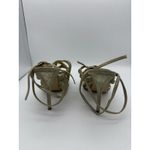 Ivanka Trump  4.25" Heels Womens 7.5 Beige Stiletto Ankle Tie Strappy Wedding Photo 4