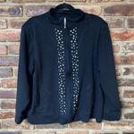 Allison Daley  Petite Black Embellished Full Zip Lightweight Jacket Size Large Photo 0
