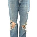 ZARA Women's Blue Distressed High Waisted Straight Crop Denim Jeans Size 10 Photo 0
