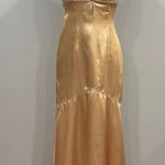 Mori Lee Light Gold Satin Vintage VTG Halterneck Gown Dress 13/14 Photo 0