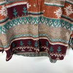GRACE KARMA Women's 3X Southwestern Patterned Shacket Jacket Burgundy Teal boho Brown Photo 2