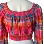 Sanctuary NWT, Laurie Solet Madras Smocked Crop Top, Sz XS Photo 7