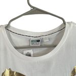 Puma  White Short Sleeve Metallic Gold Logo Cat Front T-Shirt Women Sz XS Photo 4